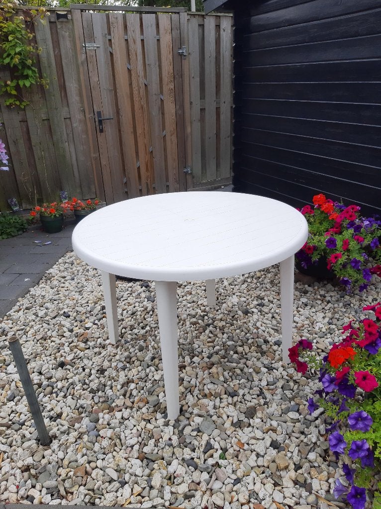 Witte ronde Hartman tafel, Ophalen, Gebruikt, Rond, Kunststof