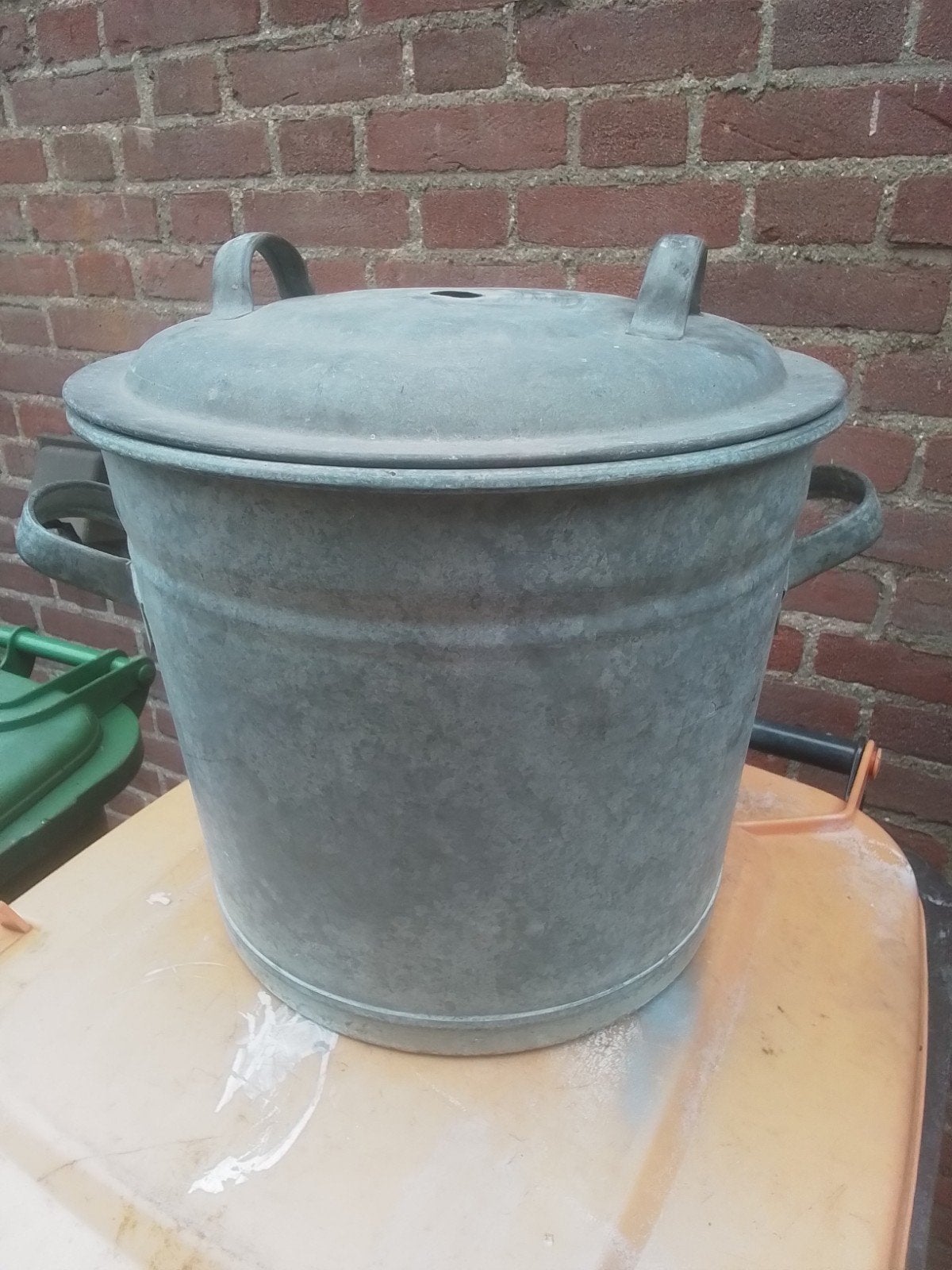 Zinken wasketel met deksel - 30 liter, Ophalen of Verzenden