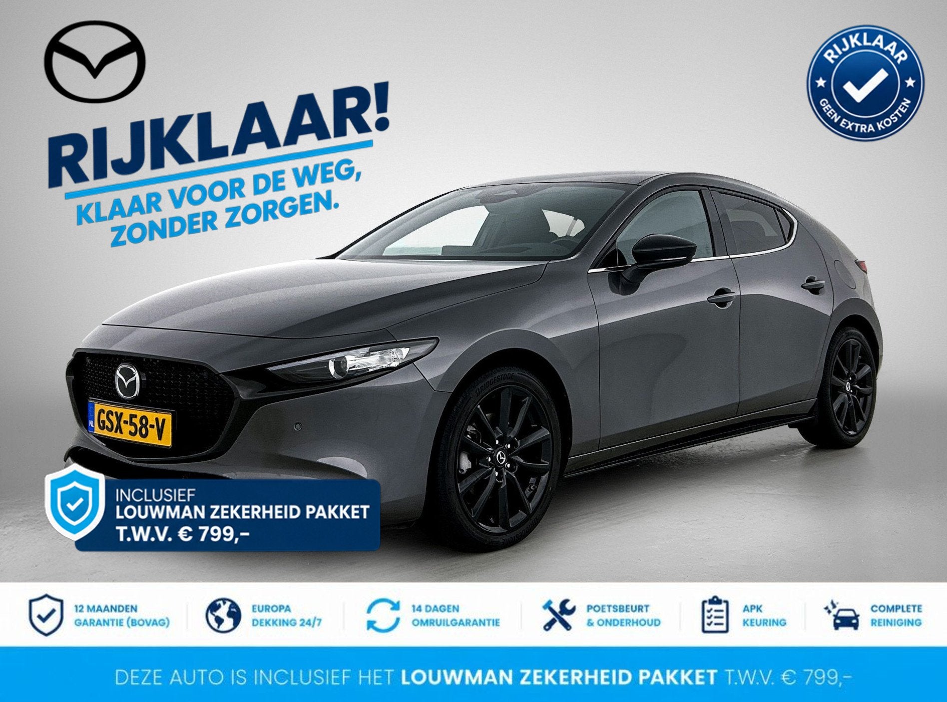 Mazda 3 2.0 e-SkyActiv-G M Hybrid 122 Homura automaat | RIJK, Auto's, 12 maanden, Stof, Gebruikt, 4 cilinders