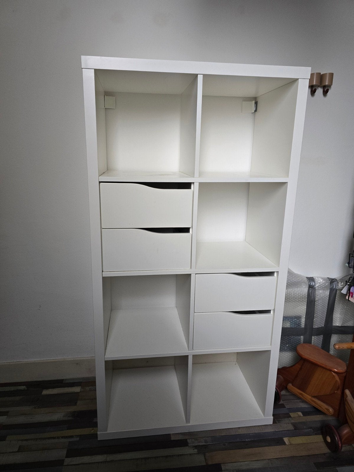 Witte Ikea Kast met Lades en Vakken - IKEA Kallax Stijl, Ophalen, Met plank(en), Gebruikt, 50 tot 100 cm