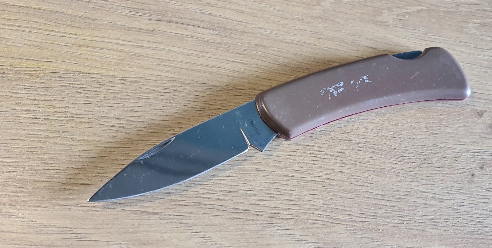 Compact zakmes met bruin handvat - ROSTFREI, Ophalen of Verzenden