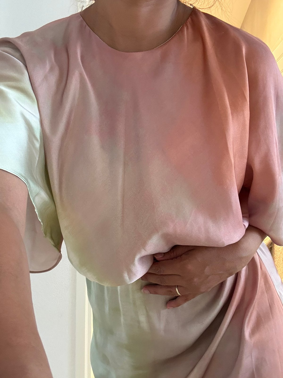 Zara Tie-Dye Midi Jurk - Oranje/Groen/Roze, Kleding | Dames, Jurken, Meerkleurig, Maat 46/48 (XL) of groter, Ophalen of Verzenden
