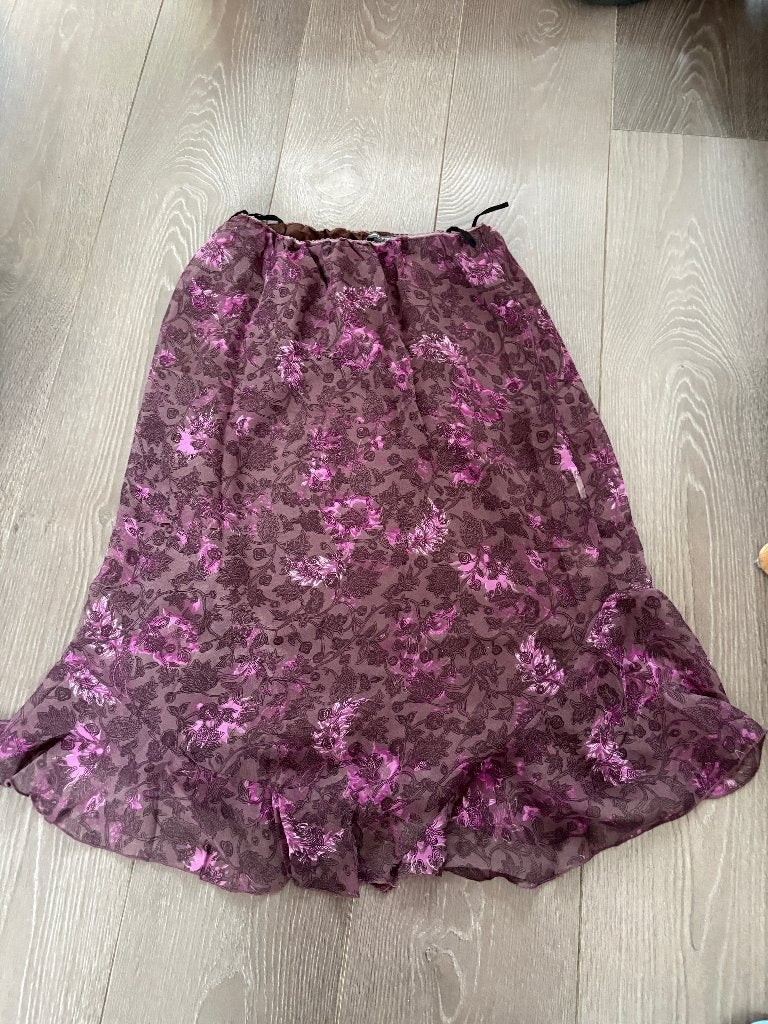 Elegante paarse rok met bloemenprint van Ladies Choice mt L, Kleding | Dames, Paars, Maat 42/44 (L), Ophalen of Verzenden, Zo goed als nieuw