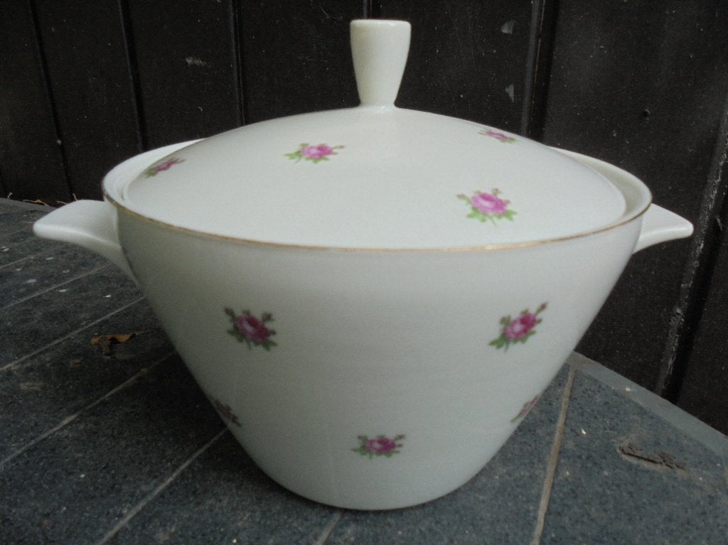 Kahla serviesdelen met roze roosjes, Ophalen of Verzenden
