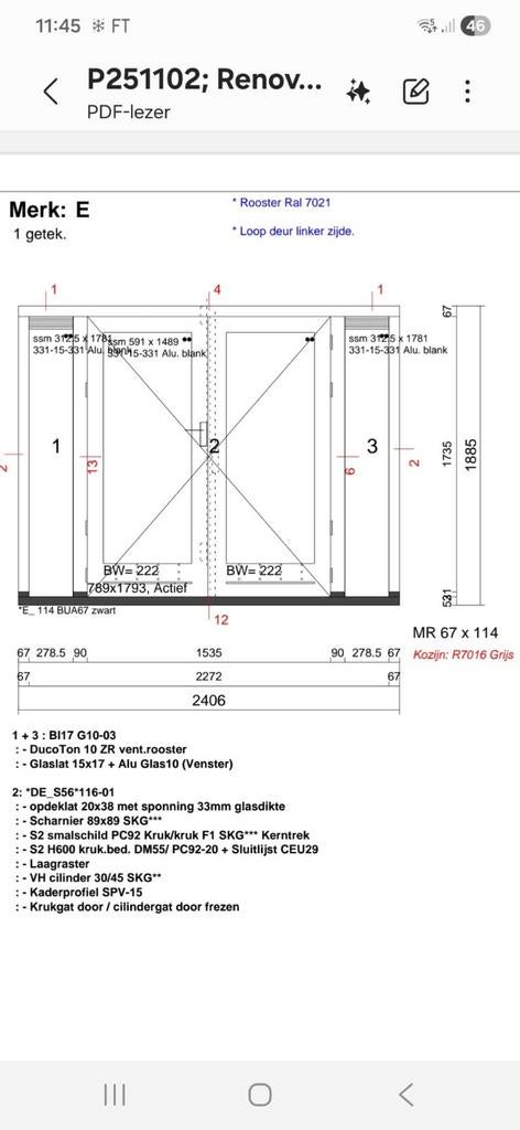 Nieuw hardhouten kozijn met openslaande deuren, Doe-het-zelf en Verbouw, Deuren en Horren, 120 cm of meer, Nieuw, Ophalen of Verzenden