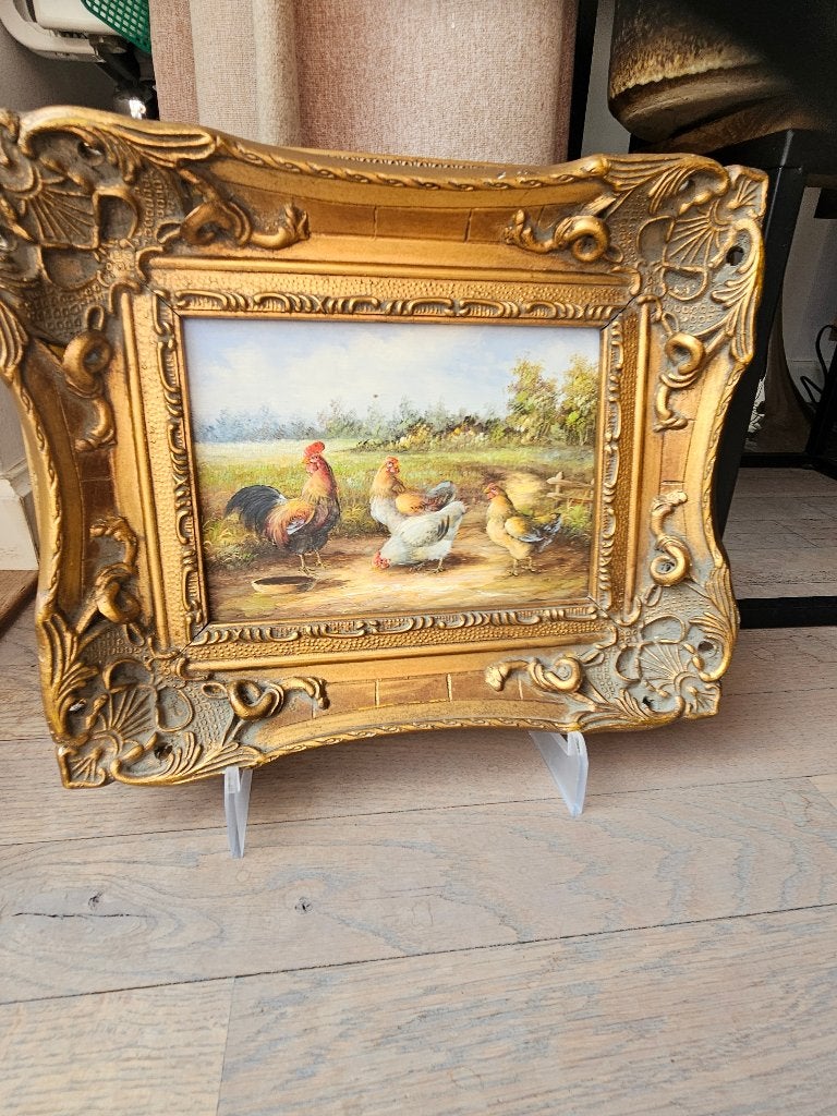 Roe bros haan schilderij, Antiek en Kunst, Paneel, Ophalen of Verzenden, Olieverf, Klassiek