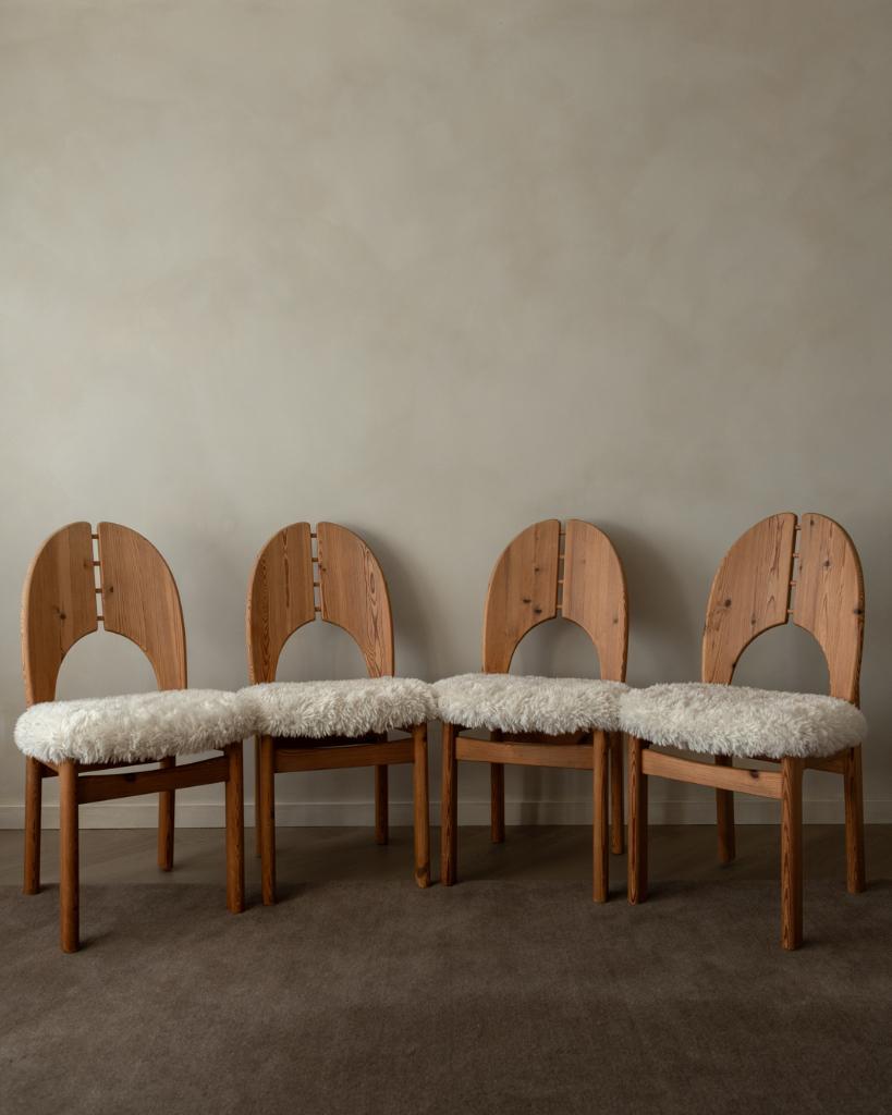 Vintage Deense eetkamerstoelen set van 4 Niels Koefoed stijl, Ophalen, Bruin, Vier, Stof