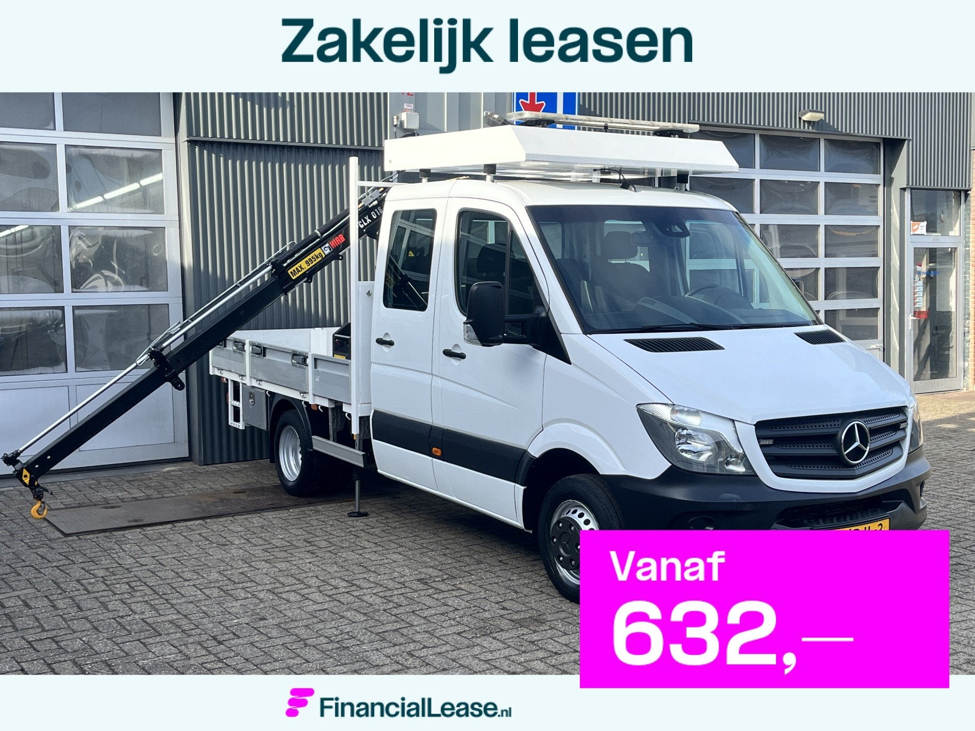 Mercedes-Benz Sprinter 514 CDI 366 Hiab Laadkraan 018T Trekh, Automaat, Gebruikt, Wit, Bedrijf