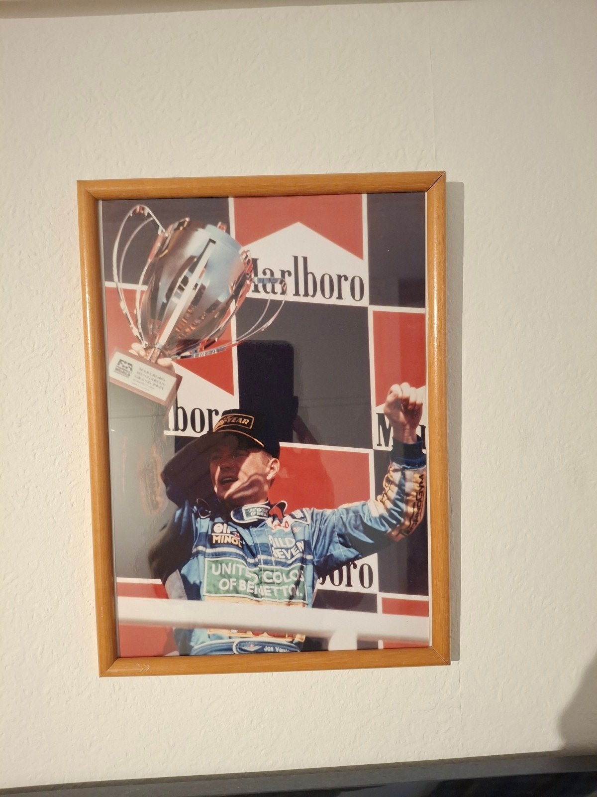 Jos Verstappen Benetton B194 1994 podium foto, Ophalen of Verzenden, Zo goed als nieuw, Formule 1