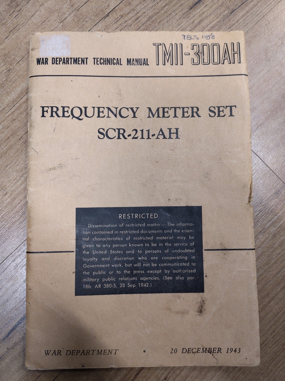 originele manual BC-221 SCR-211 frequentie meter 1943, Ophalen of Verzenden, Amerika, Boek of Tijdschrift