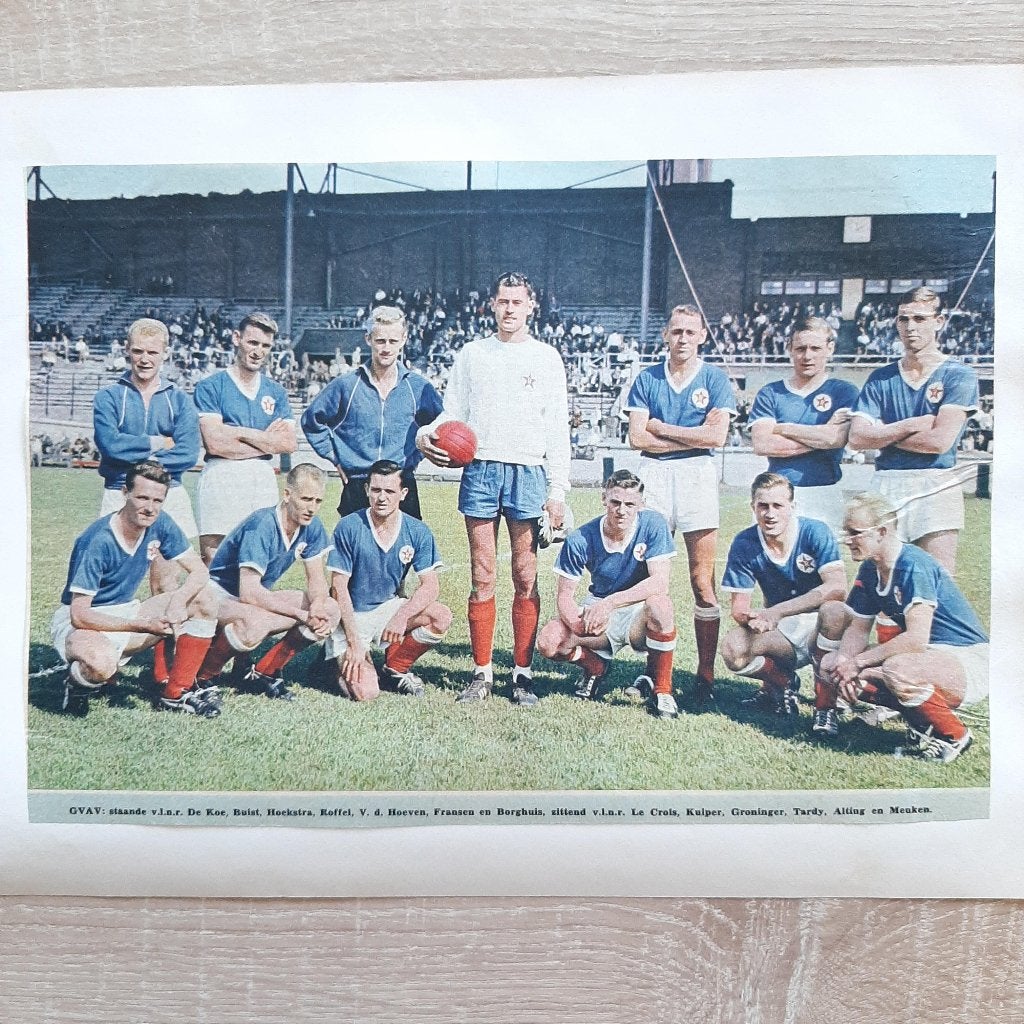 Mini poster GVAV Eredivisie seizoen 1960-1961 elftal & namen, Verzenden, Gebruikt, Overige binnenlandse clubs, Poster, Plaatje of Sticker