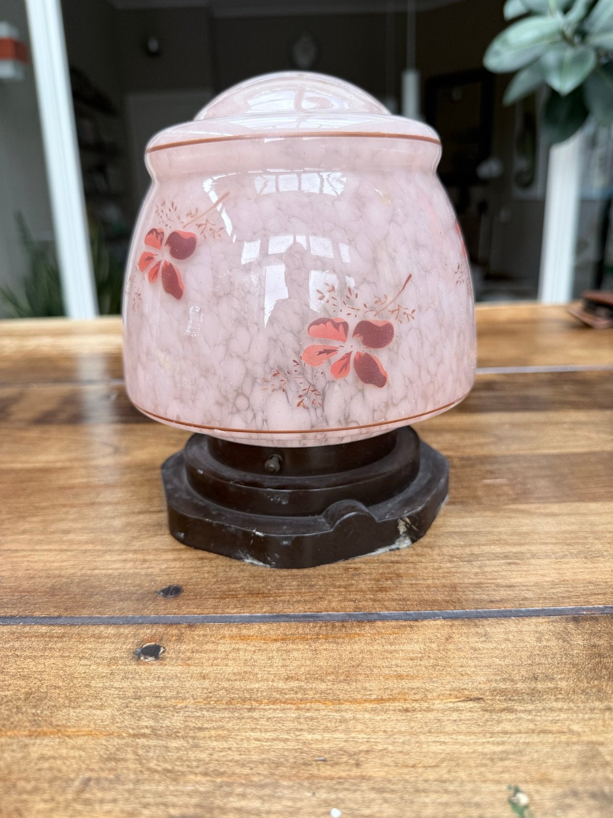 Vintage Roze Glazen Plafondlamp - Stadion Merk, Antiek en Kunst, Ophalen