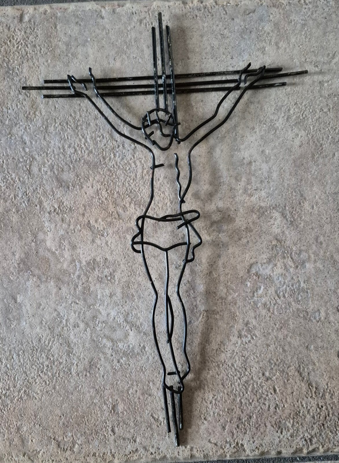 Uniek metalen Christusbeeld aan kruis, Antiek en Kunst, Ophalen