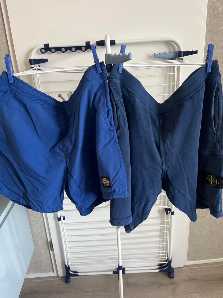 Stone Island Zwemshorts en Sweatshorts - Blauw, Ophalen, Gedragen, Maat 56/58 (XL), Blauw