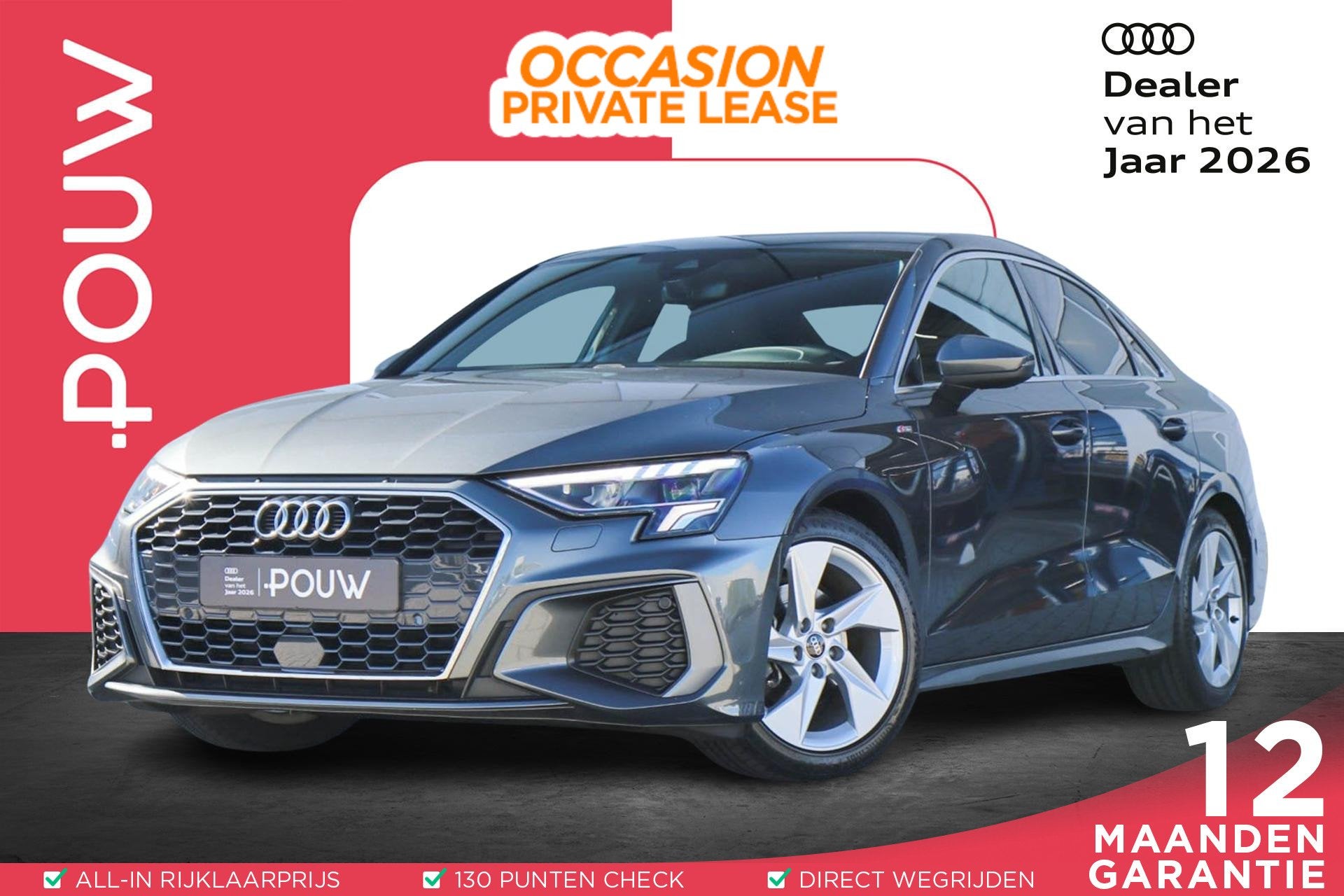 Audi A3 Limousine 30 TFSI 110pk S-tronic S edition | Apple C, Auto's, Gebruikt, Leder en Stof, Origineel Nederlands, Bedrijf
