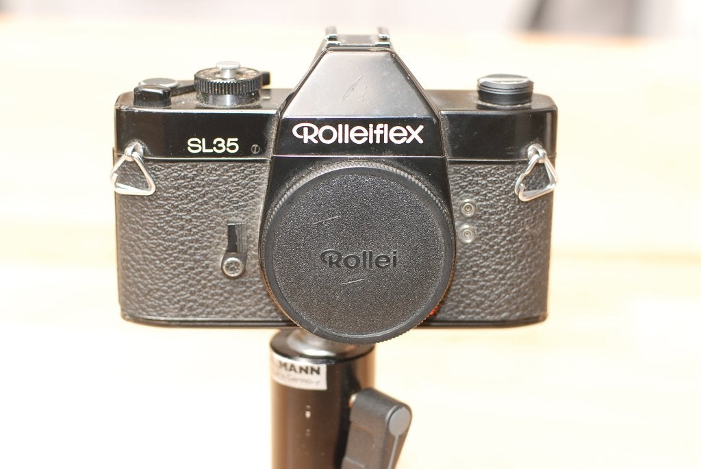 Rolleiflex SL35 – Zwarte Uitvoering – Made in Germany, Audio, Tv en Foto, Fotocamera's Analoog, Ophalen of Verzenden, Gebruikt