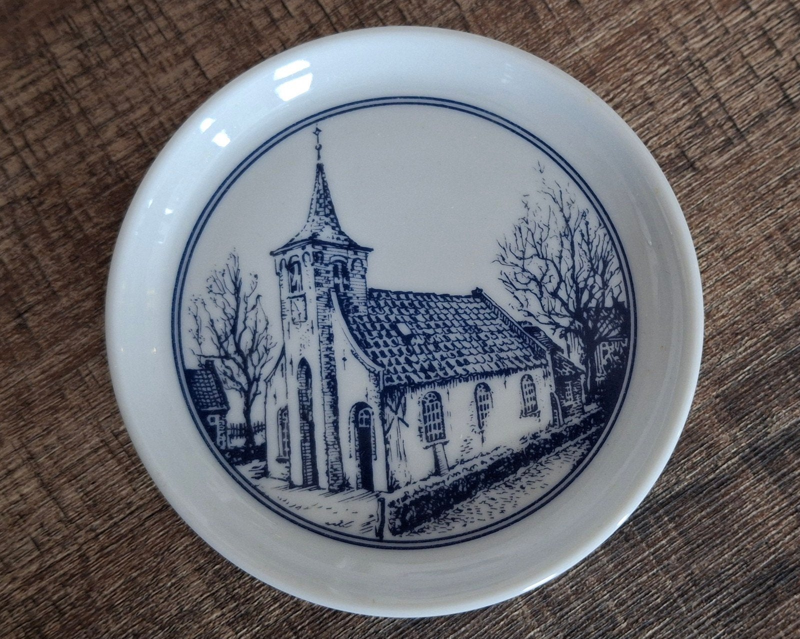 Delftsblauw tegel bordje met kerkje - Maastricht, Antiek en Kunst, Ophalen