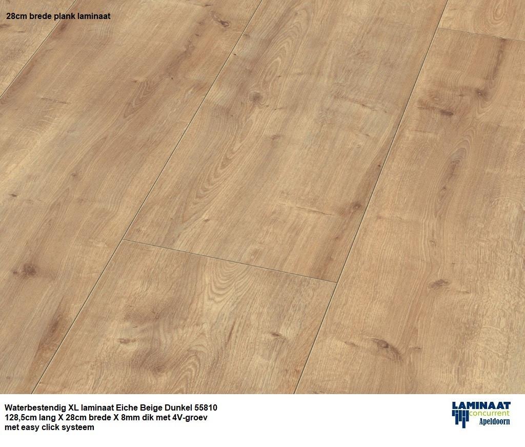 Waterbestendig Laminaat Eiche Beige Dunkel 55810 28cm breed, 28cm bred plank natuur eiken waterbestendig laminaat vloer, 75 m² of meer