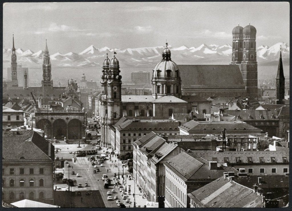München - Blick von der Ludwigskirche 1958, Verzenden, 1940 tot 1960, Gelopen, Duitsland