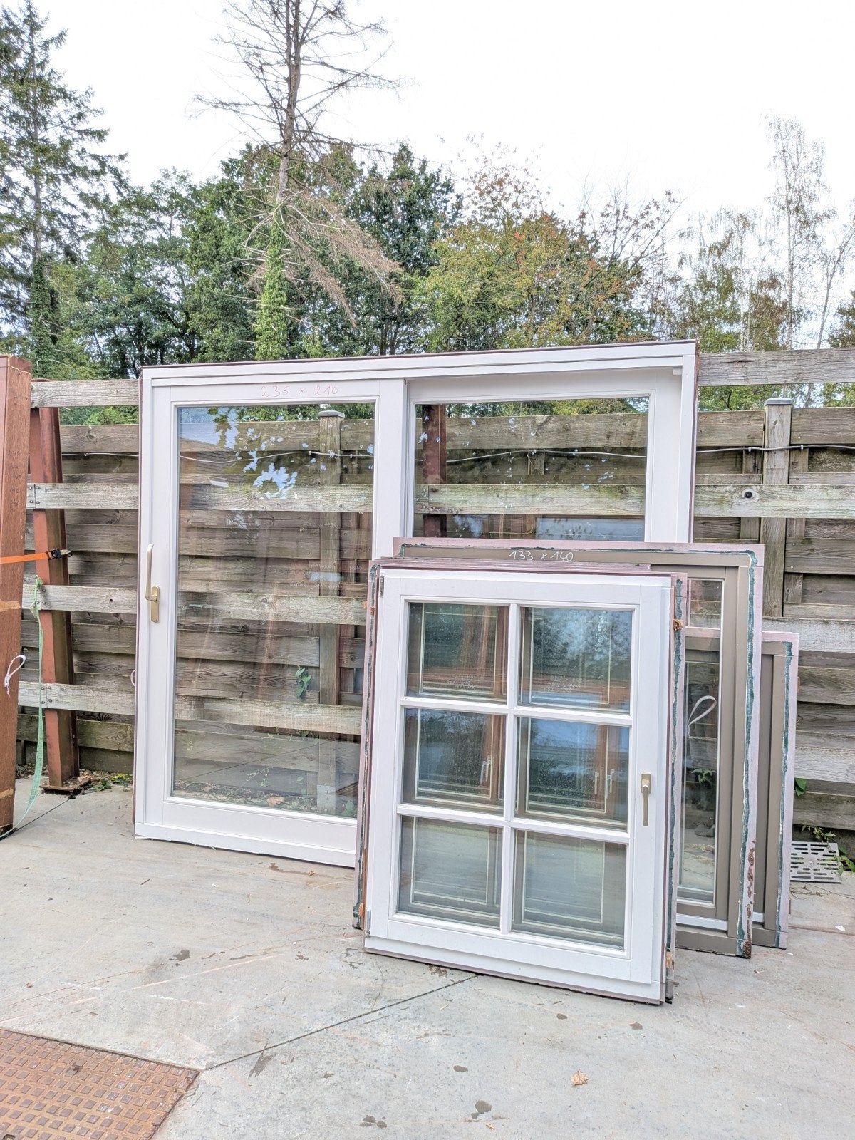 Prachtige KOZIJNEN 7 stuks + SCHUIFPUI Hardhout !!!!, Ophalen, Gebruikt, Raamkozijn, Inclusief glas