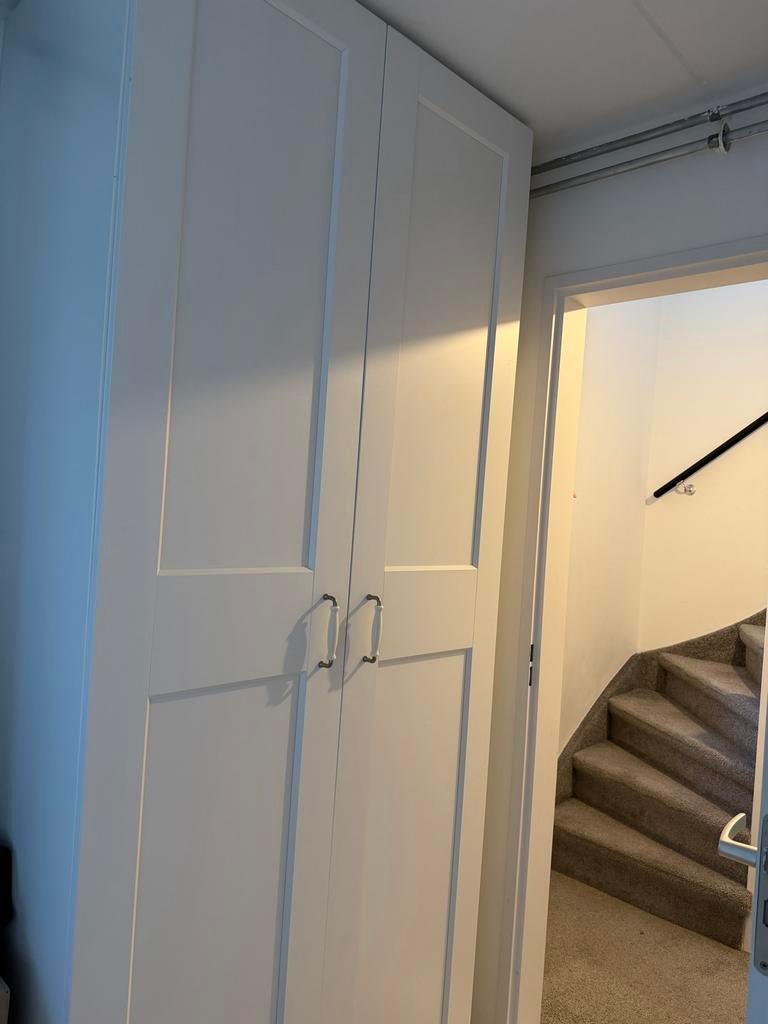 Witte kledingkast en eenpersoonsbed, Ophalen, Gebruikt, 50 tot 100 cm, Met lade(s)