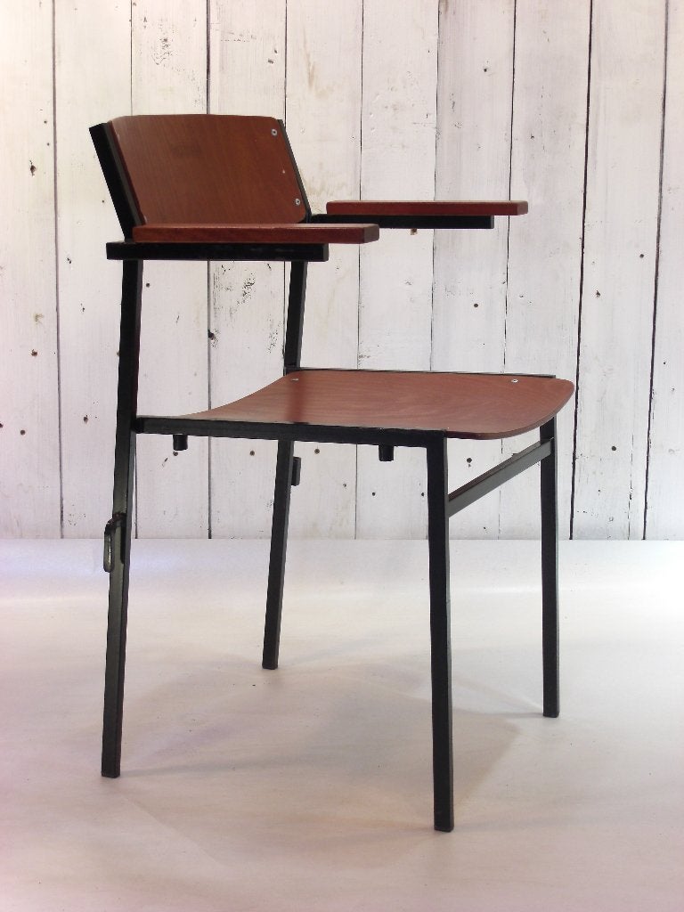 Vintage Gijs van der Sluis stoel, Ophalen, Gebruikt, Bruin, Hout