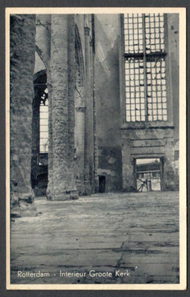 Oude Ansicht - Rotterdam - Interieur Groote Kerk - ZH., Ophalen of Verzenden, 1920 tot 1940, Ongelopen, Zuid-Holland