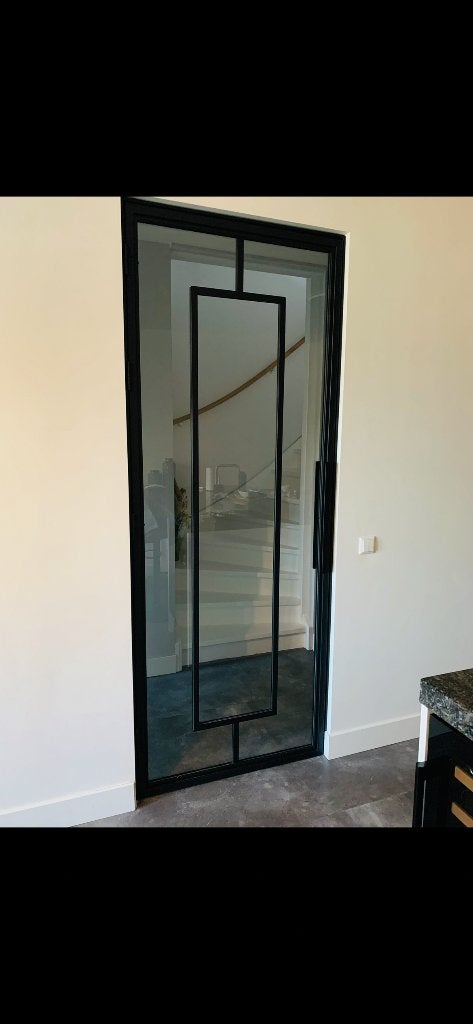 Stalen glazen deur inclusief frame, Doe-het-zelf en Verbouw, Ophalen, 80 tot 100 cm, 215 cm of meer, Binnendeur