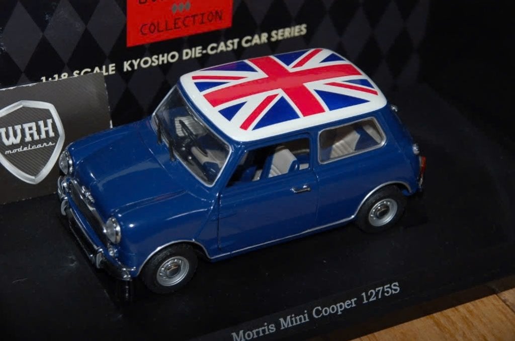 1:18 MINI COOPER 1275 Union jack Kyosho in box WRH, Hobby en Vrije tijd, Modelauto's | 1:18, Verzenden, Zo goed als nieuw, Auto