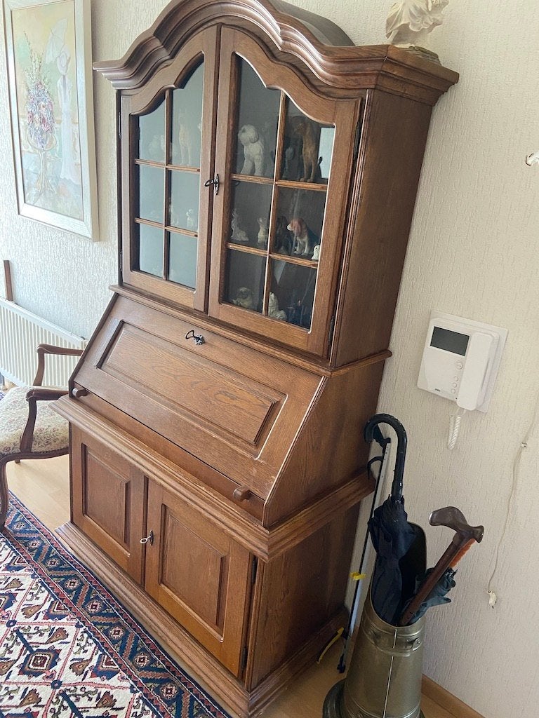 Vitrinekastje met Secretaire en 4 Lades, Huis en Inrichting, Kasten | Secretaires, Ophalen, Gebruikt, Klassiek
