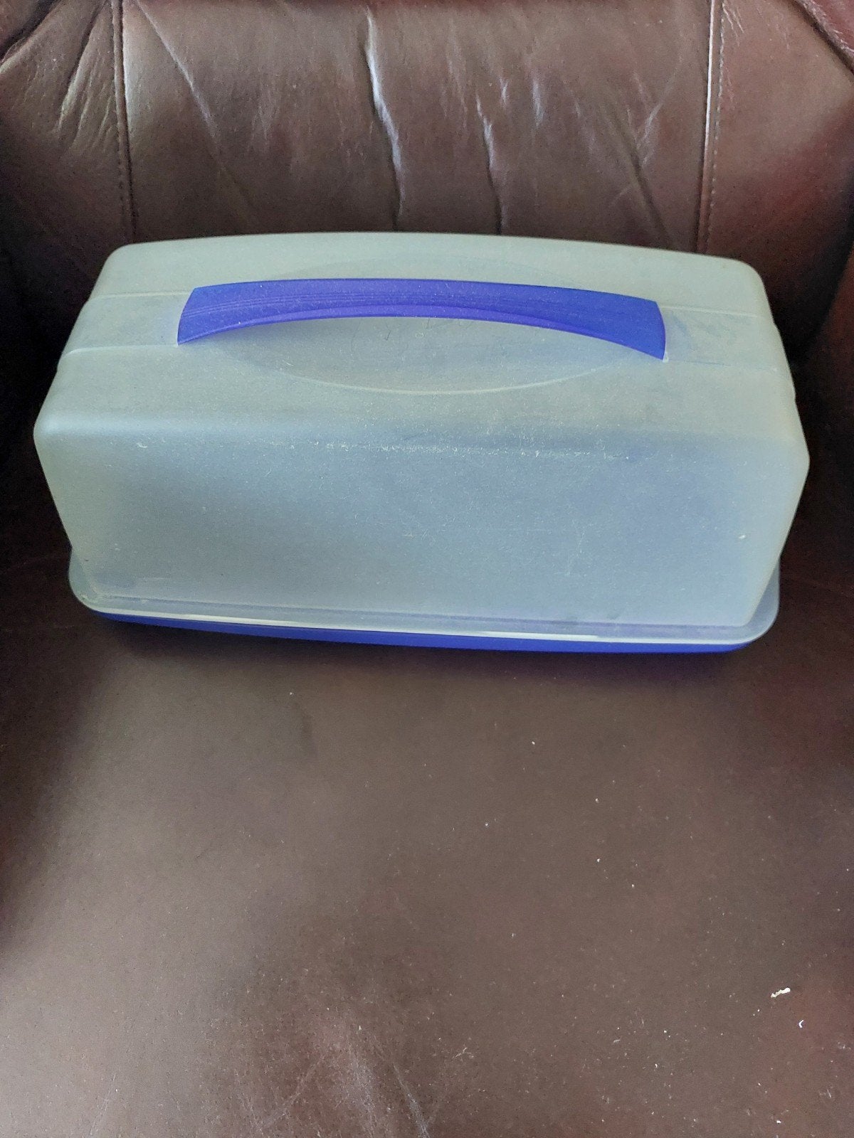 Tupperware bewaardoos met handvat op halen, Ophalen, Gebruikt, Blauw