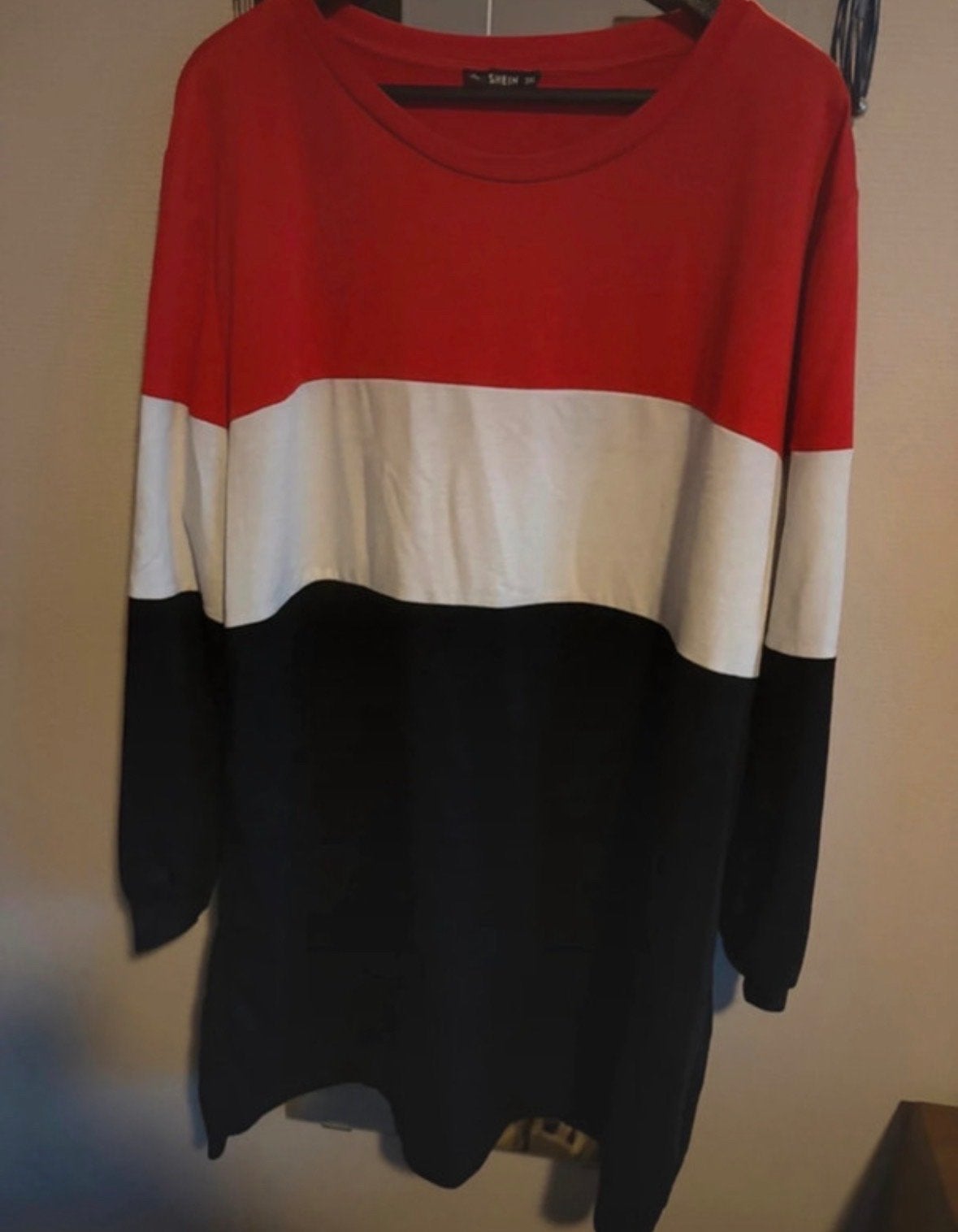 Shein gestreepte trui rood wit zwart - Maat 3XL, Kleding | Dames, Ophalen of Verzenden, Zo goed als nieuw, Maat 46/48 (XL) of groter
