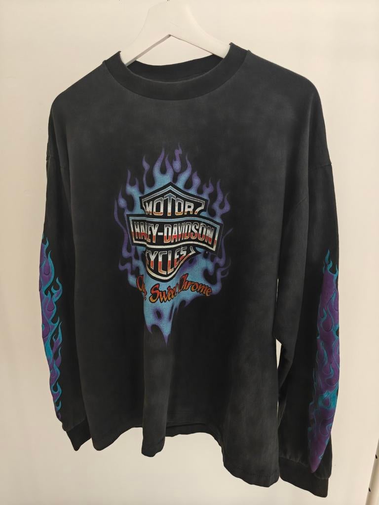 Vintage Harley-Davidson "Chrome Sweet Chrome" longsleeve, Verzenden, Zwart, Maat 56/58 (XL), Gedragen