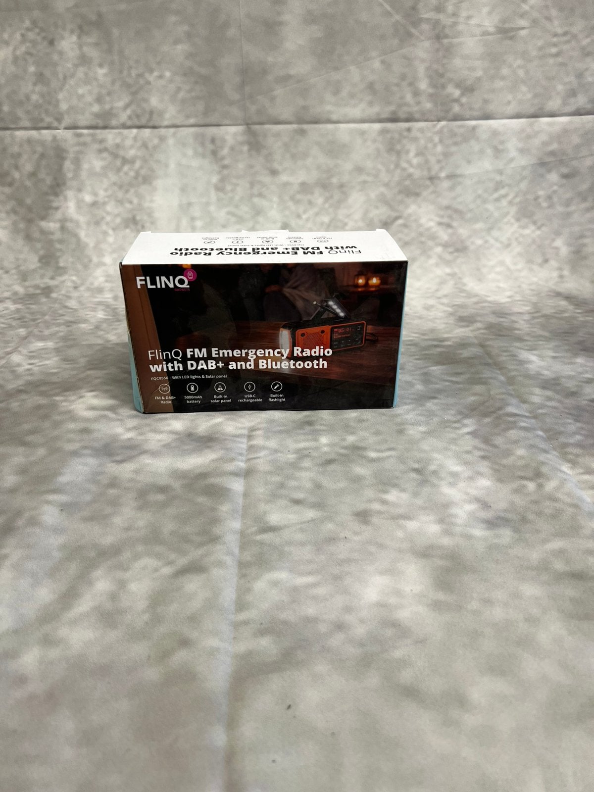 FlinQ FM/Bluetooth Noodradio Solar, Opwindbaar, Batterij,, Ophalen of Verzenden, Zo goed als nieuw, Radio