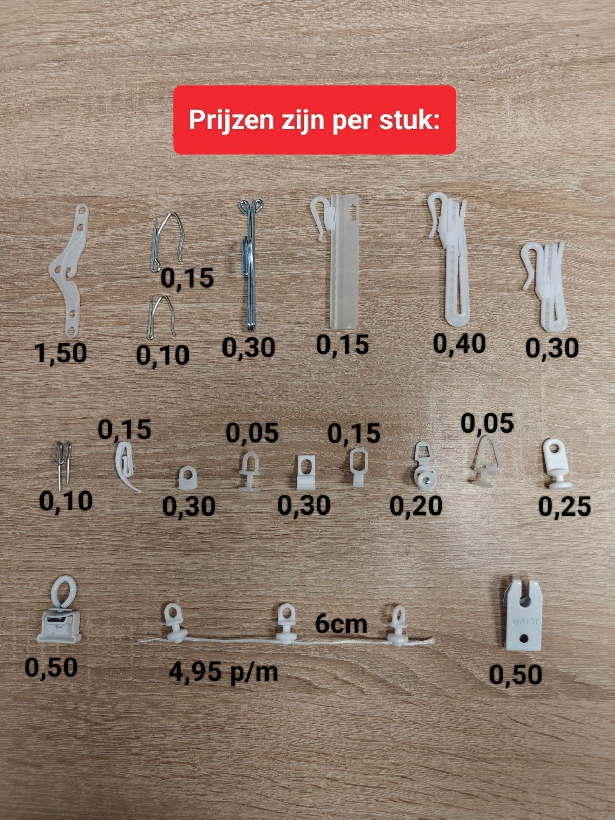 Gordijn onderdelen: haakjes, glijders, runners, plafondsteu, Ophalen of Verzenden, Nieuw, Gordijn, Inclusief montageonderdelen