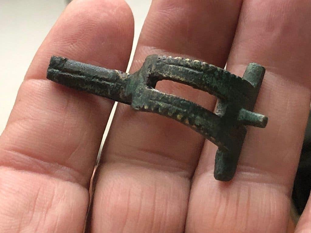 ROMEINSE 2 bogen Knie FIBULA mantelspeld 1800jr apart model, Antiek en Kunst, Antiek | Koper en Brons, Brons, Ophalen of Verzenden