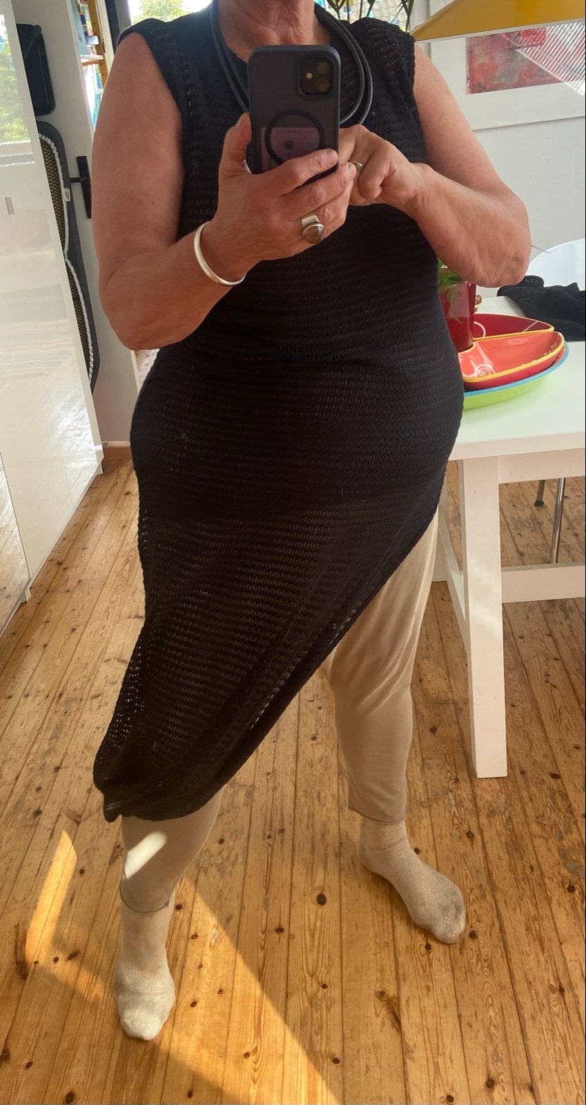 Elsewhere Zwart Opengewerkt Hes - Asymmetrisch mt. 42/44, Kleding | Dames, Verzenden, Zwart, Maat 46/48 (XL) of groter, Gedragen
