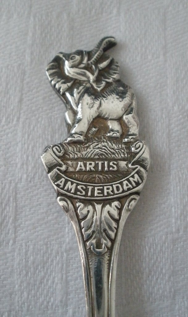 Oud verzilverd lepeltje Amsterdam - Artis - Olifant, Ophalen of Verzenden