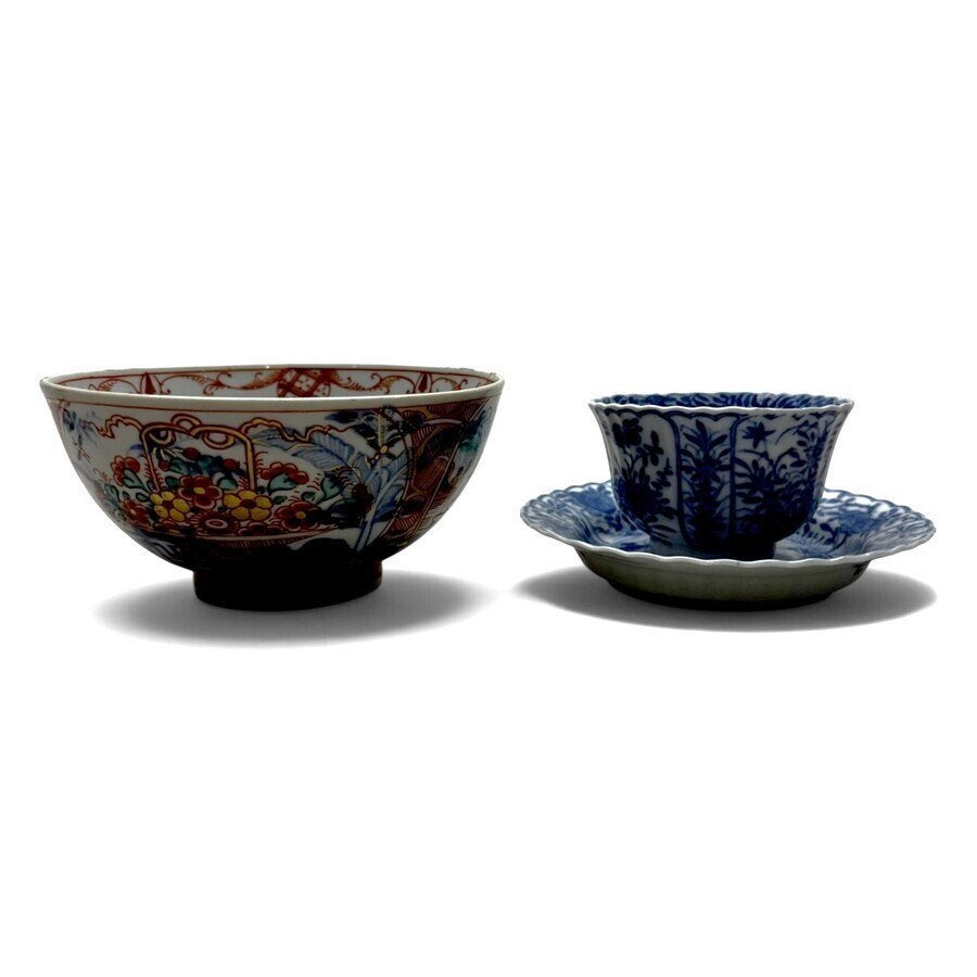 18e eeuwse Amsterdams Bont kom en blauw-witte Kangxi kom, Antiek en Kunst, Ophalen of Verzenden