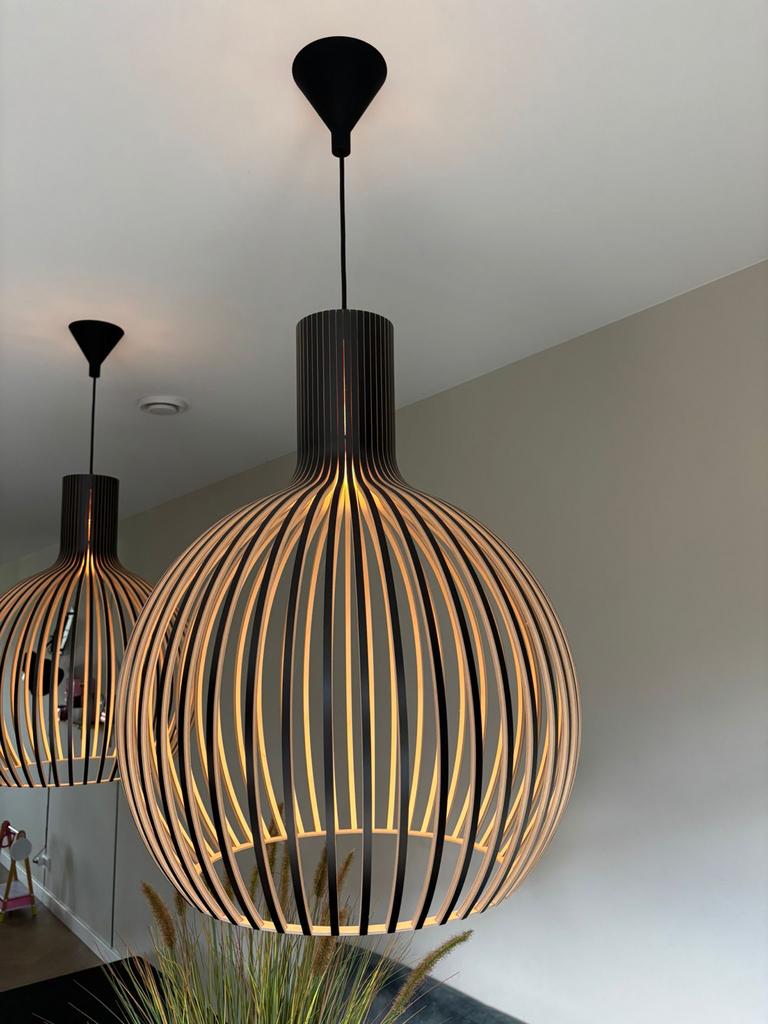 Moderne houten hanglamp 2 x Secto Design Octo 4240, Ophalen of Verzenden, Zo goed als nieuw, Hout, 50 tot 75 cm