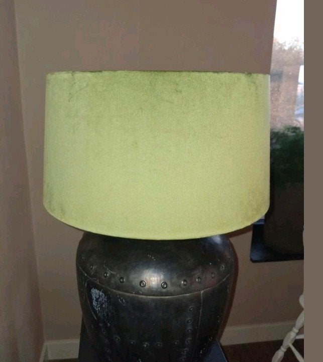 Mooie velvlours groene lampenkap, Rond, Nieuw, Ophalen of Verzenden, 45 cm