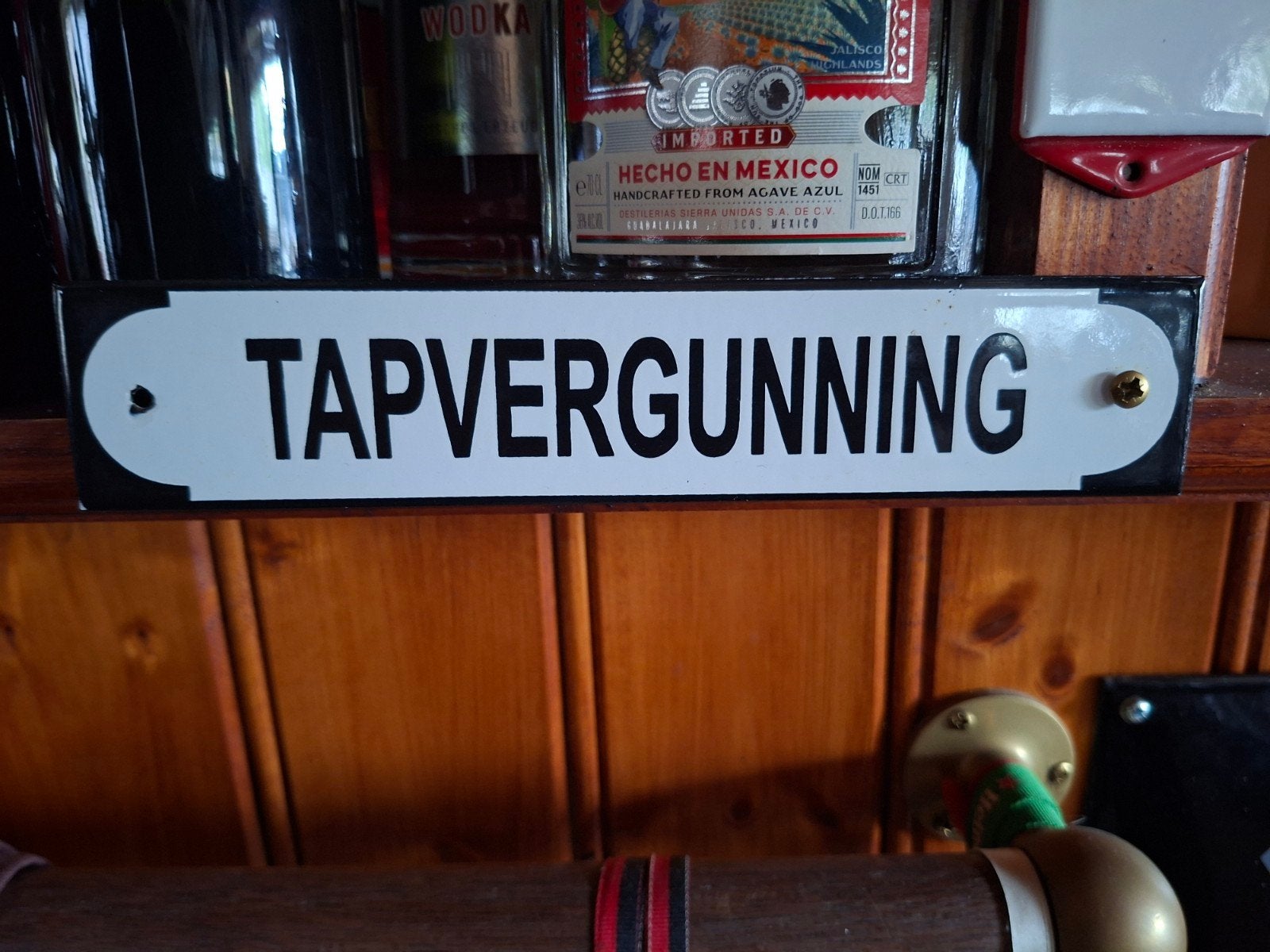 Vintage Emaille Bord 'Tapvergunning' - Oud en Authentiek, Ophalen of Verzenden