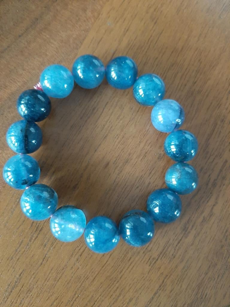 Nieuw!Prachtige CHALCEDOON armband/kraal 1,5 cm, Overige materialen, Blauw, Nieuw, Ophalen of Verzenden
