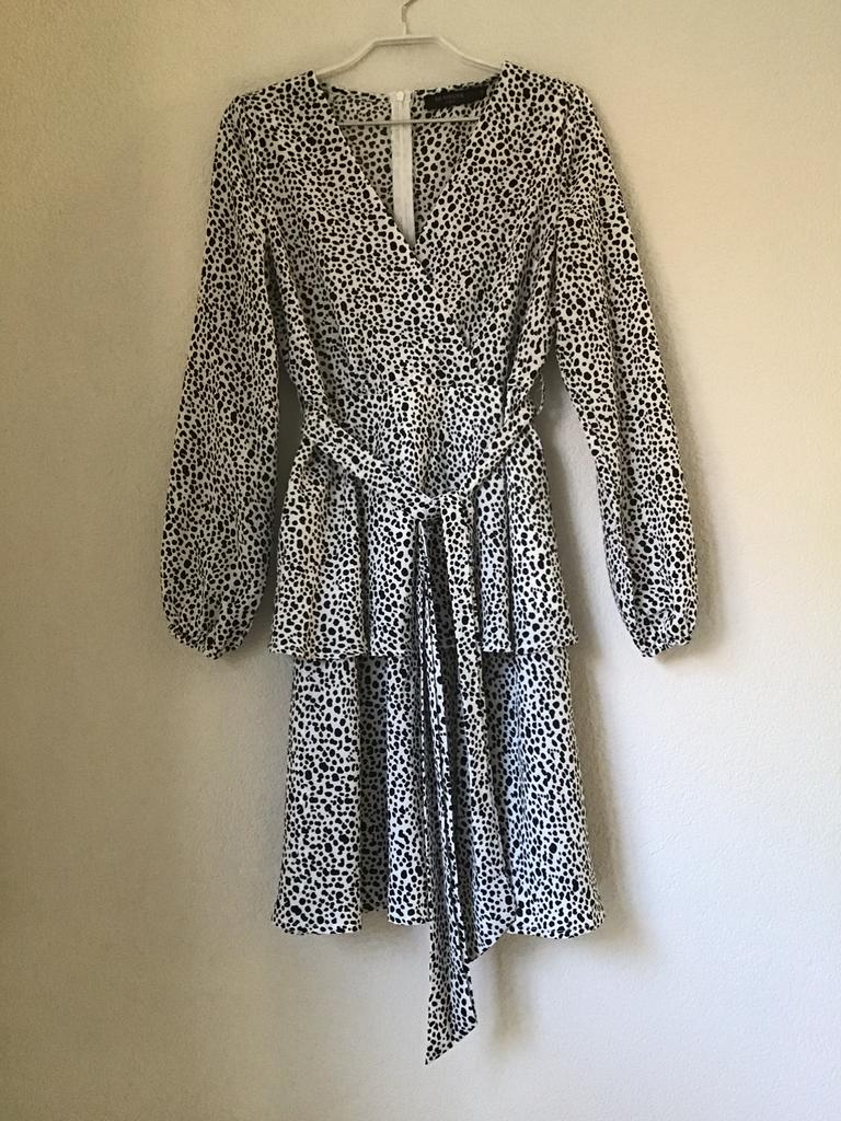 In Vogue Paris gevoerde Jurk wit/zwart maat M, Maat 38/40 (M), Overige kleuren, Ophalen of Verzenden, Zo goed als nieuw