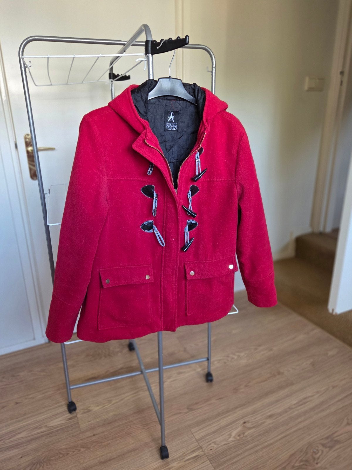Rode duffelcoat van Atmosphere, maat M, Maat 38/40 (M), Atmosphere, Ophalen of Verzenden, Zo goed als nieuw