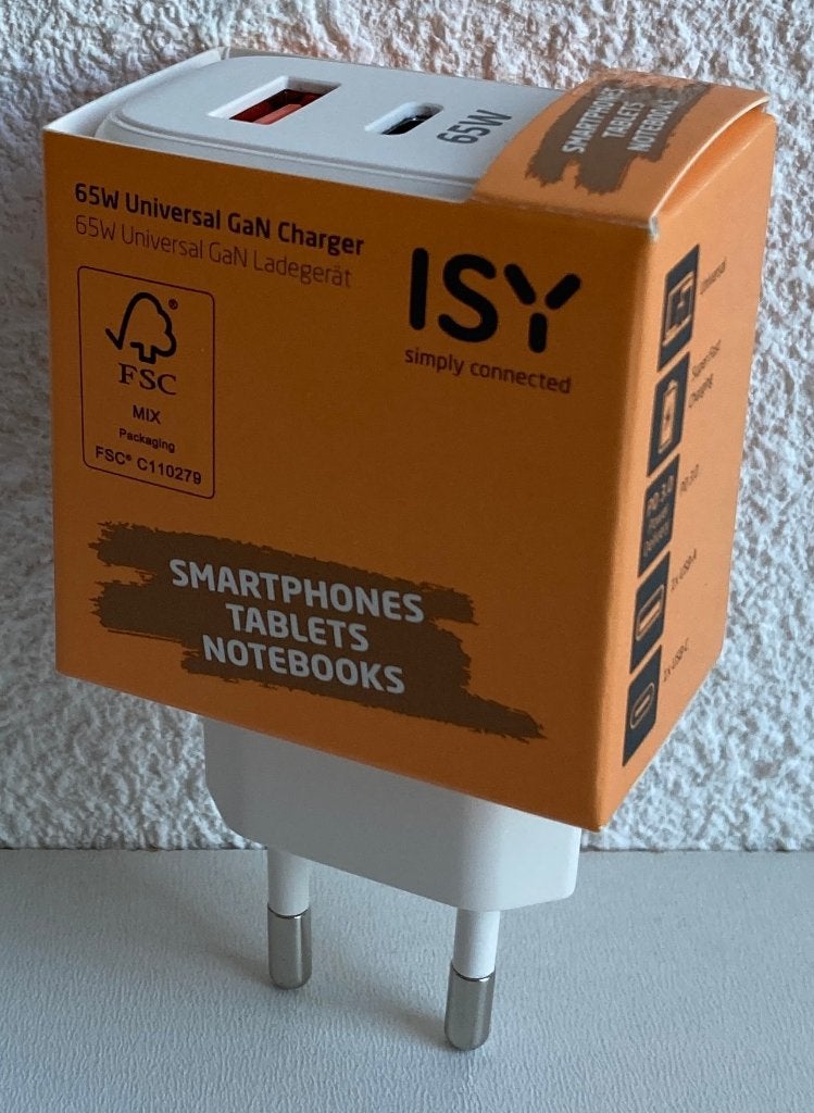 ISY GaN 65W USB Universele 2poorts wandlader/charger|IWC4065, Nieuw, Universeel, Ophalen of Verzenden, Snellader