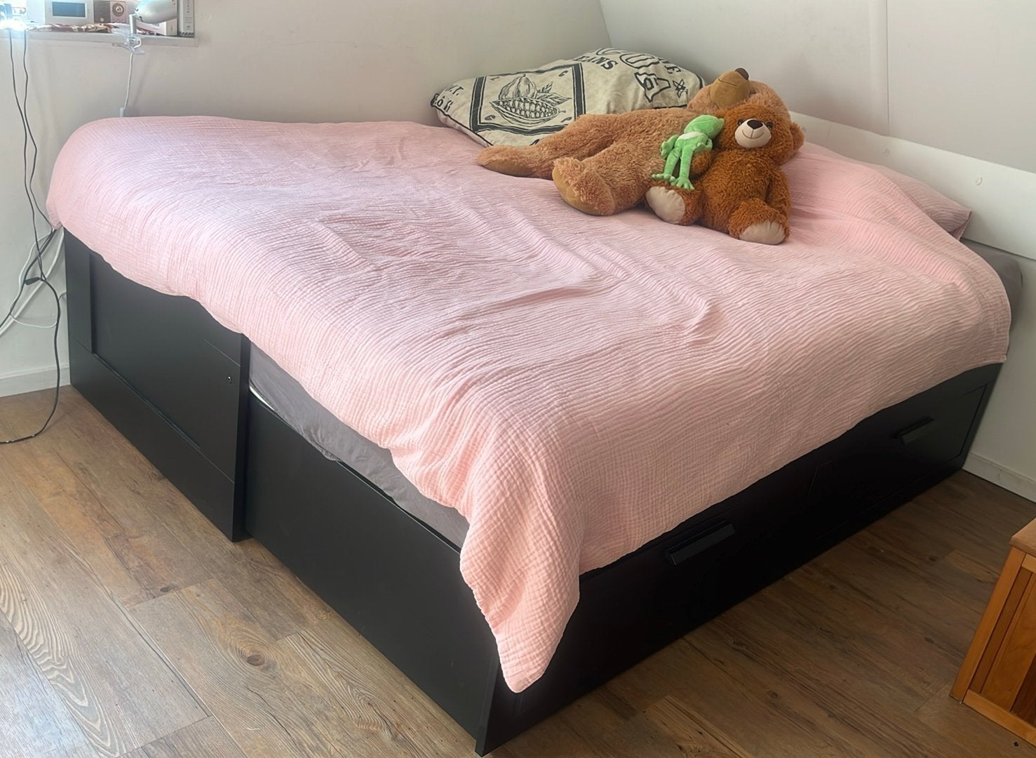 Ikea brimnes bedbank zwart, Huis en Inrichting, Ophalen, Gebruikt, Zwart, Tweepersoons
