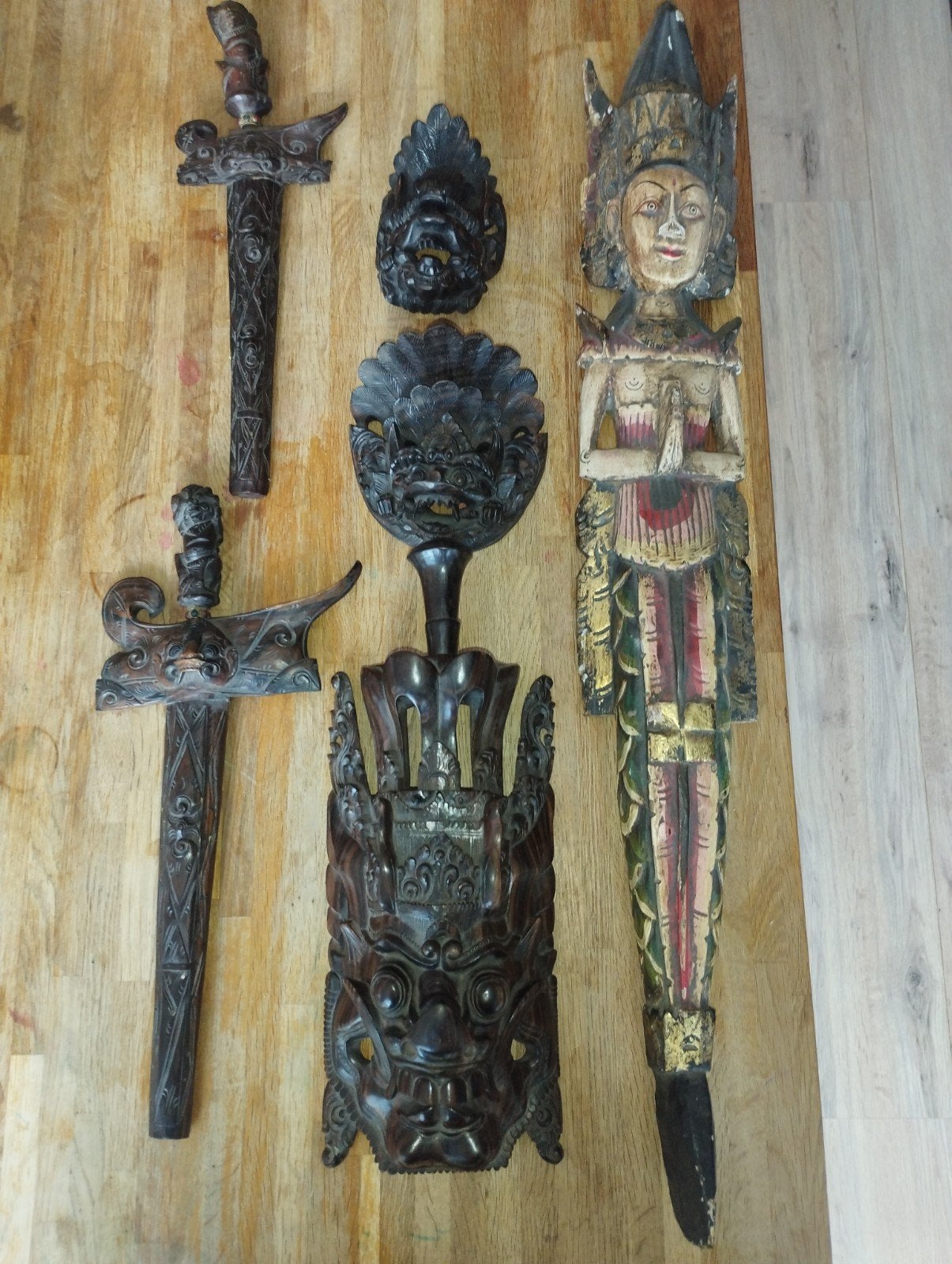 Aziatische kunst en decoratie: Bali, Jakarta, Japan, Antiek en Kunst, Kunst | Niet-Westerse kunst, Bruin, Handgemaakt, Indonesië