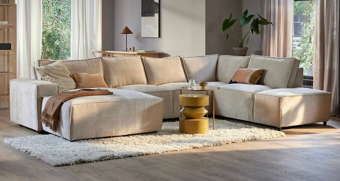 U bank Gio, Overige maten, Ophalen, Beige U Bank, Zachte fijne stof, 300 cm of meer