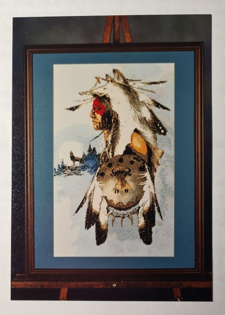 The Hunter - American Indian Counted Cross Stitch Pattern, Ophalen, Nieuw, Handborduren, Patroon